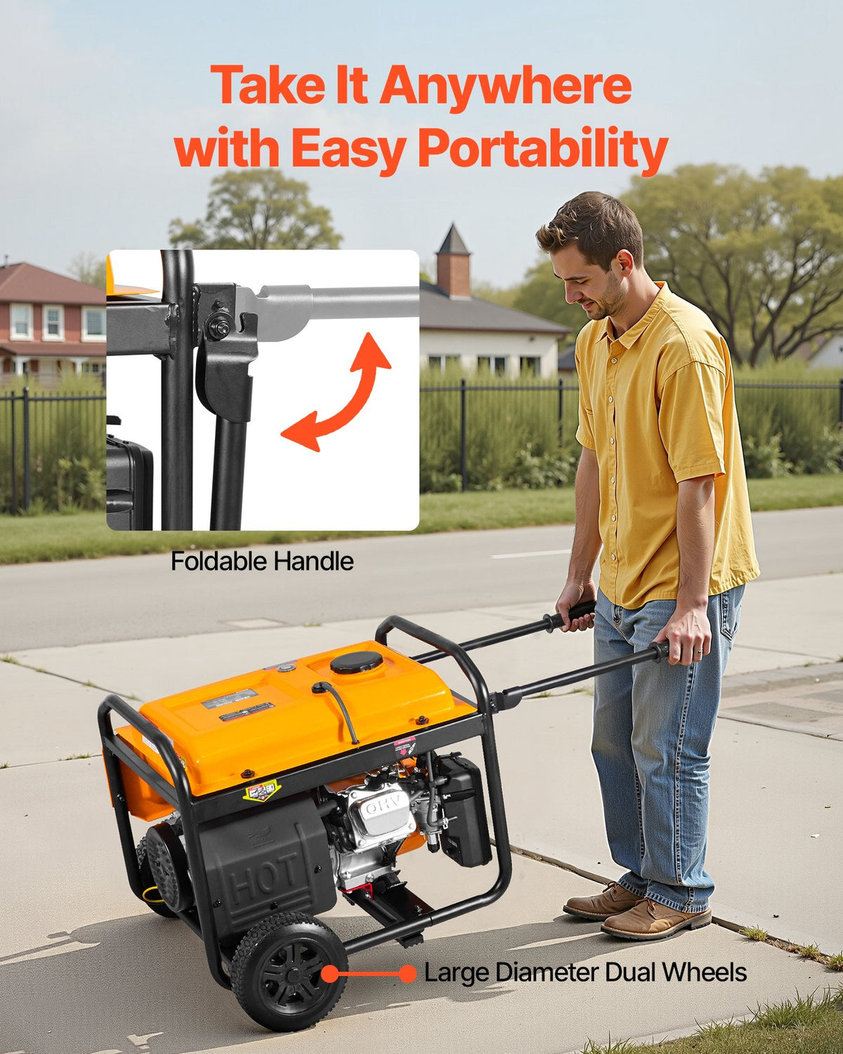 Portable Generator, Gasoline 4650W Peak Watt & LPG 4130W Peak Watt Dual Fuel Generator, Home Backup Generators With Electric Start, Gasoline & LPG Powered, CO Sensor, 20A & 50A Outlets