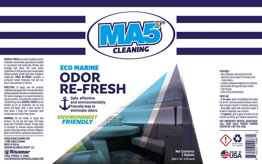 MA5X Odor Re-Fresh 55-Gallon Drum | Marine Odor Eliminator for Cabins, Bilges & Holds