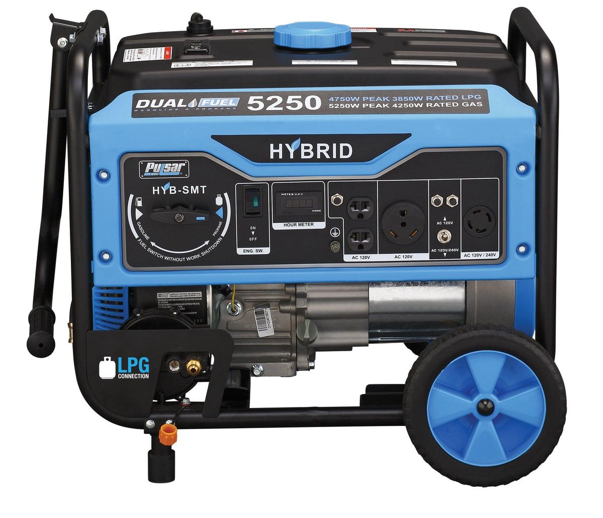 Pulsar  Hybrid Dual Fuel Portable Generator – 5250 Peak Watts with RV Outlet
