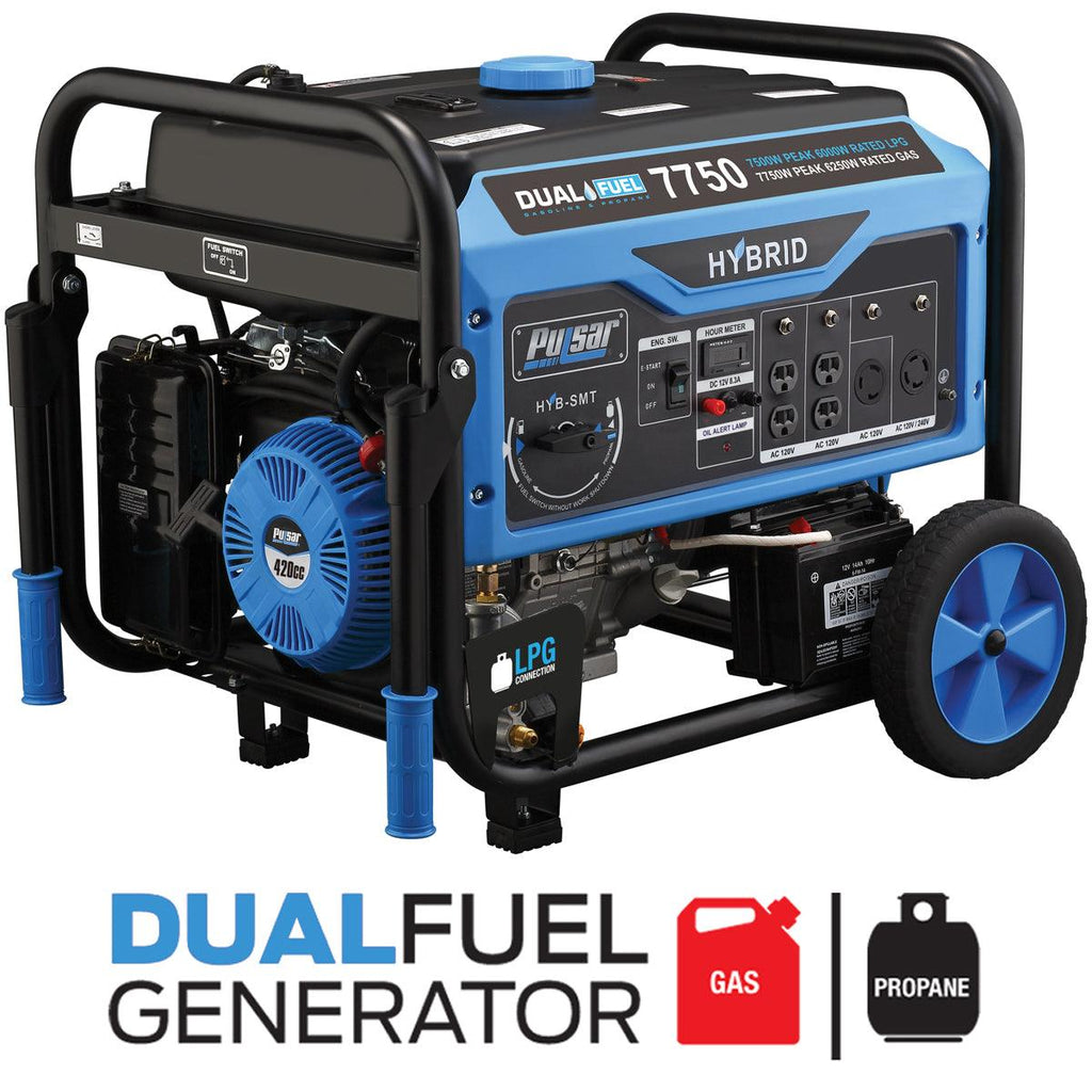 7750/6250 Watt (Gas) 7500/6000 Watt (LP) Dual Fuel Generator PG7750B