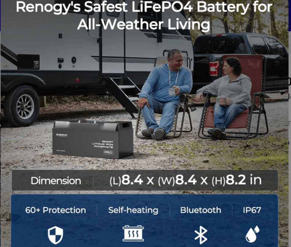 Renogy Pro 12V 200Ah Smart LiFePO4 Battery with Bluetooth & Self-Heating