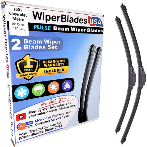 2001 Chevrolet Metro Wiper Blades w/1yr Wear Warranty (Set of 2) Wipers