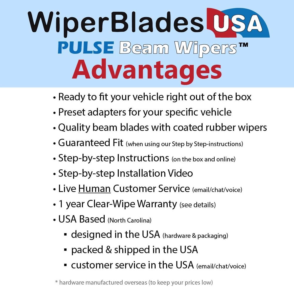 2017 Mazda CX-9 Wiper Blades Set w/1yr Warranty (Set of 2) Pulse Beam Wipers