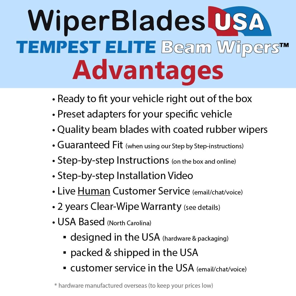2016 Ford Transit-350 Wiper Blades w/2yr Wear Warranty (Set of 2) Beam Wipers