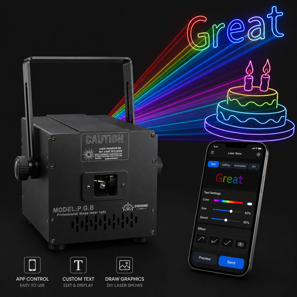 A16 App-Controlled RGB Laser Light Projector 6W for DJs