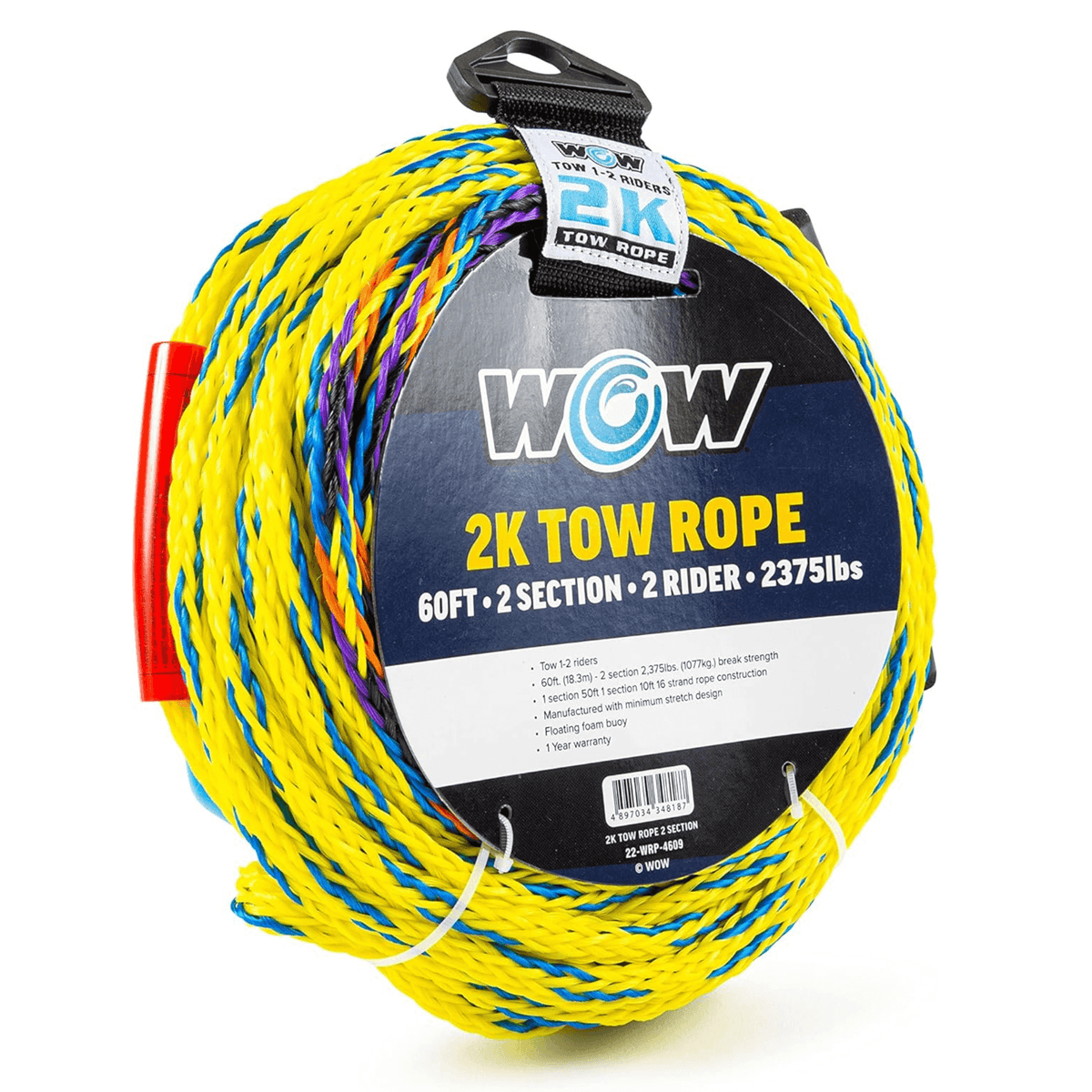 WOW Watersports 60ft 2-Rider 2K Tow Rope with 2 Sections