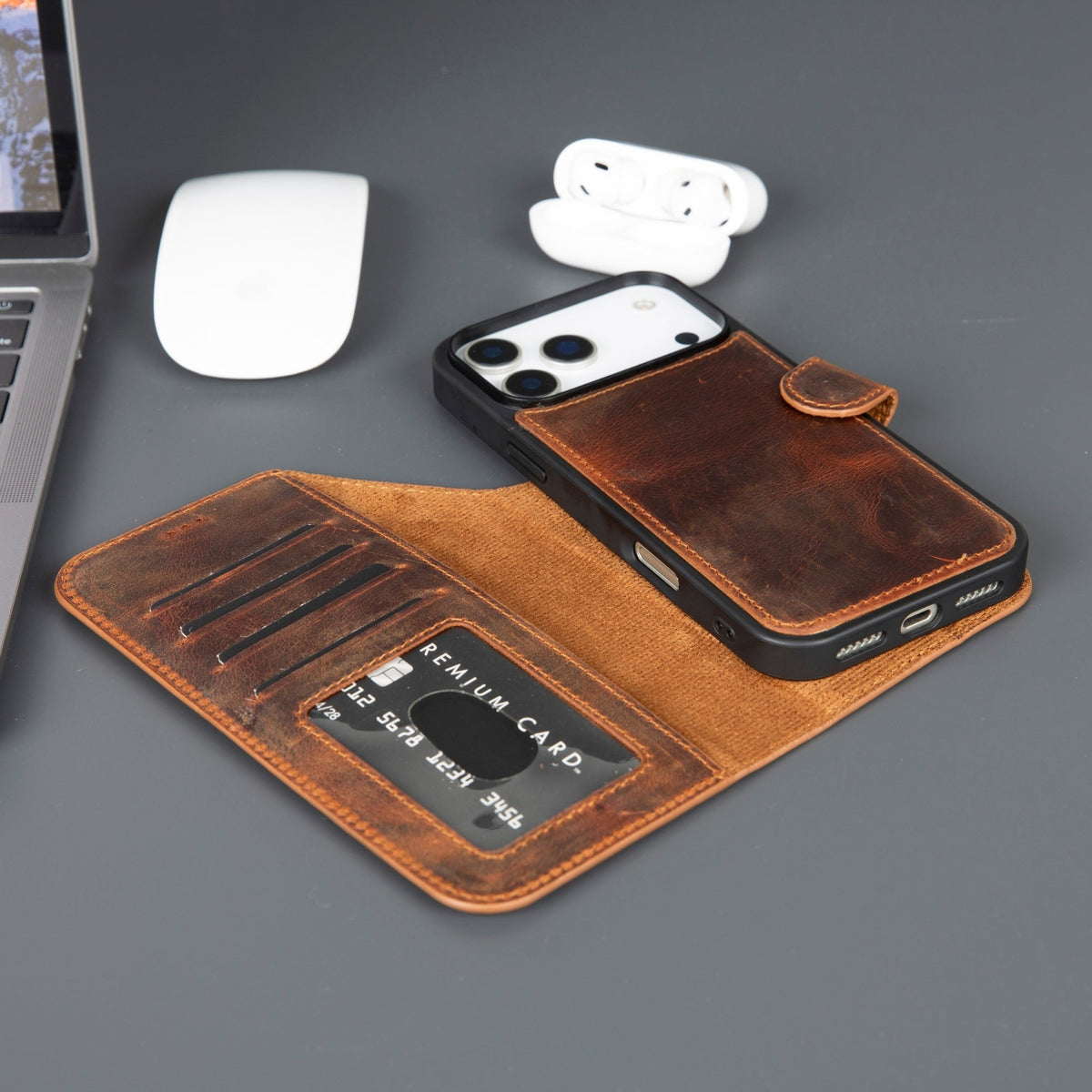 Casper iPhone 18 Pro Full-Grain Leather Wallet Case