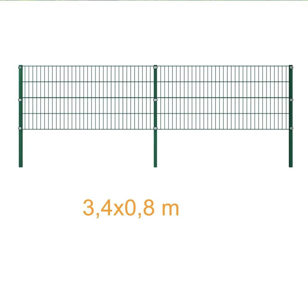 Fence Panel with green iron pillars