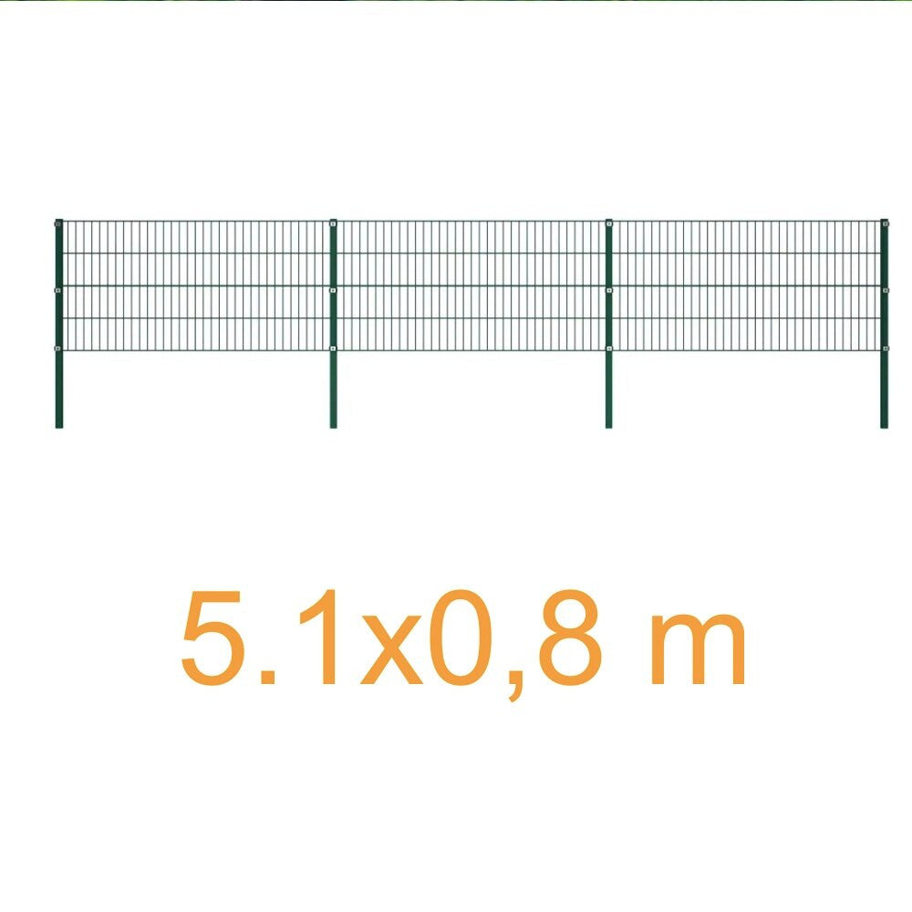 Fence Panel with green iron pillars