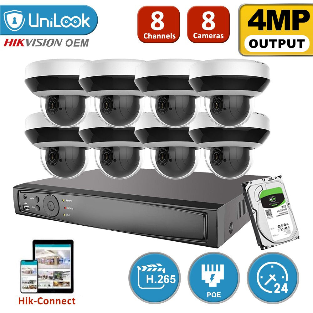 Hikvision OEM 8CH 4MP CCTV System H.265+ NVR with PTZ IP Kit