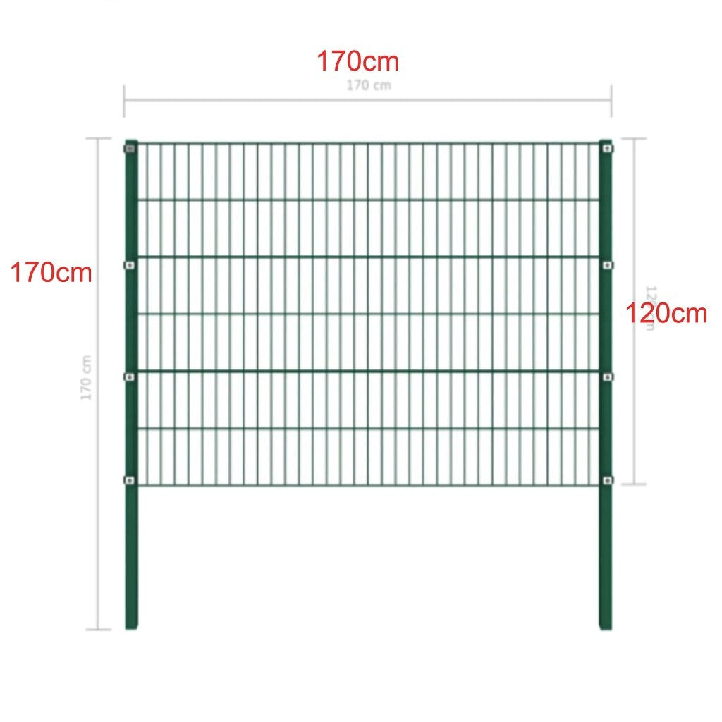Fence Panel with green iron pillars