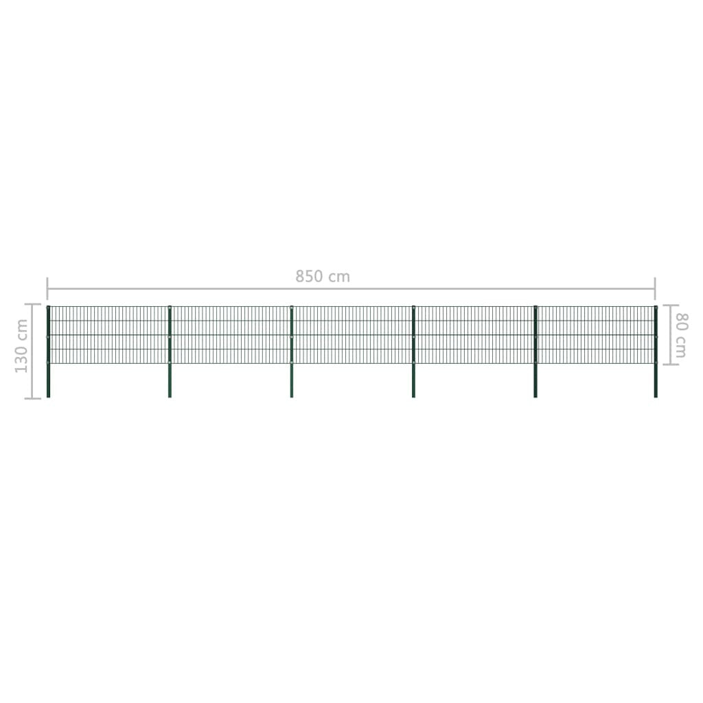 Fence Panel with green iron pillars