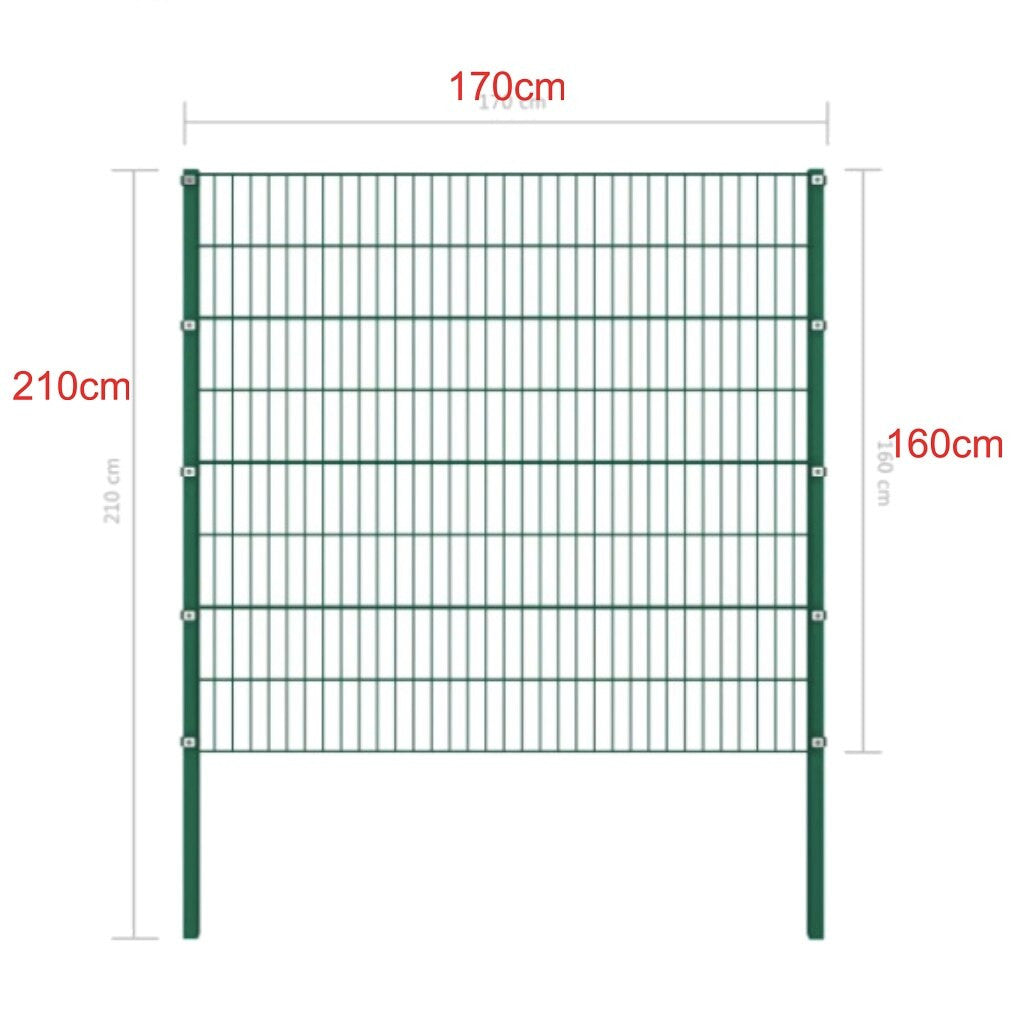 Fence Panel with green iron pillars