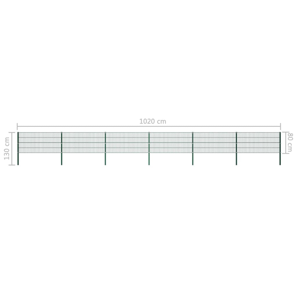 Fence Panel with green iron pillars
