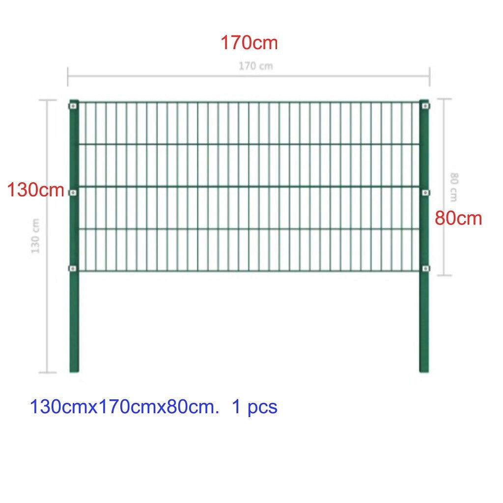 Fence Panel with green iron pillars