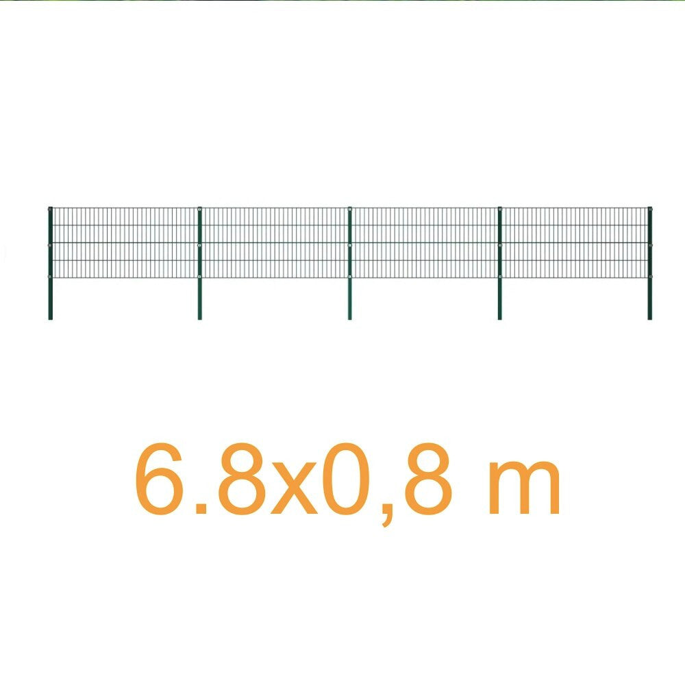 Fence Panel with green iron pillars