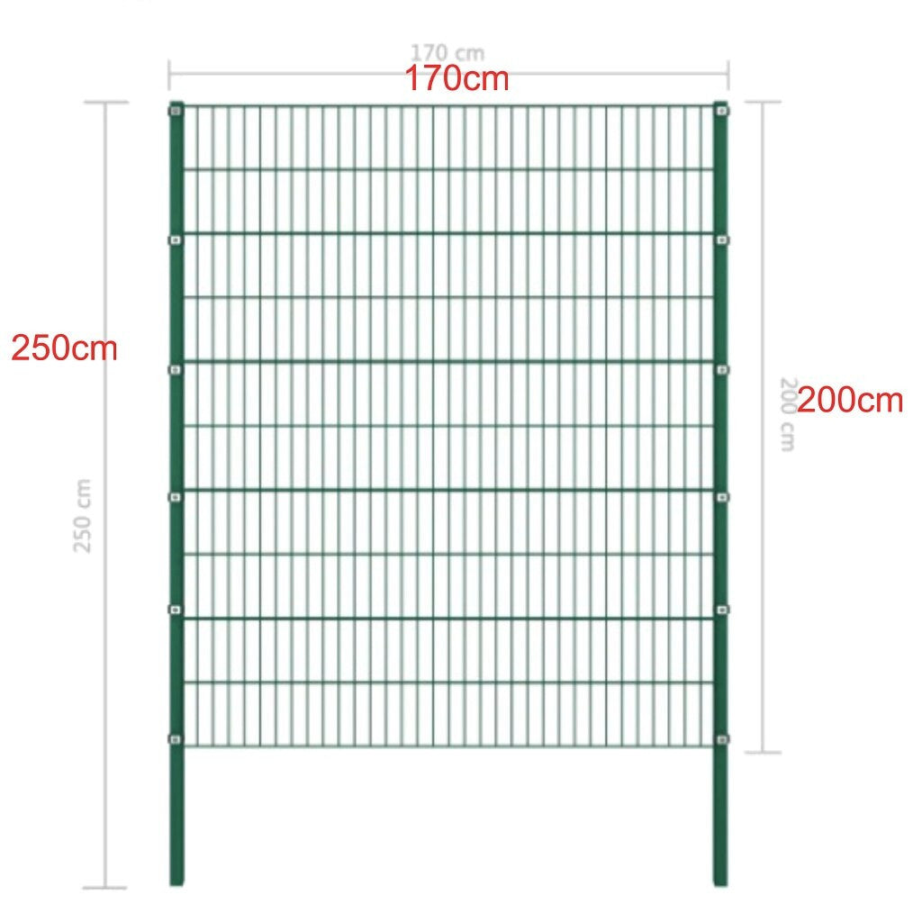 Fence Panel with green iron pillars
