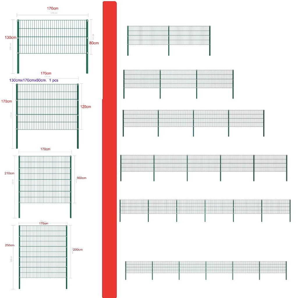 Fence Panel with green iron pillars