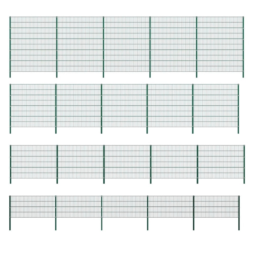 Fence Panel with green iron pillars