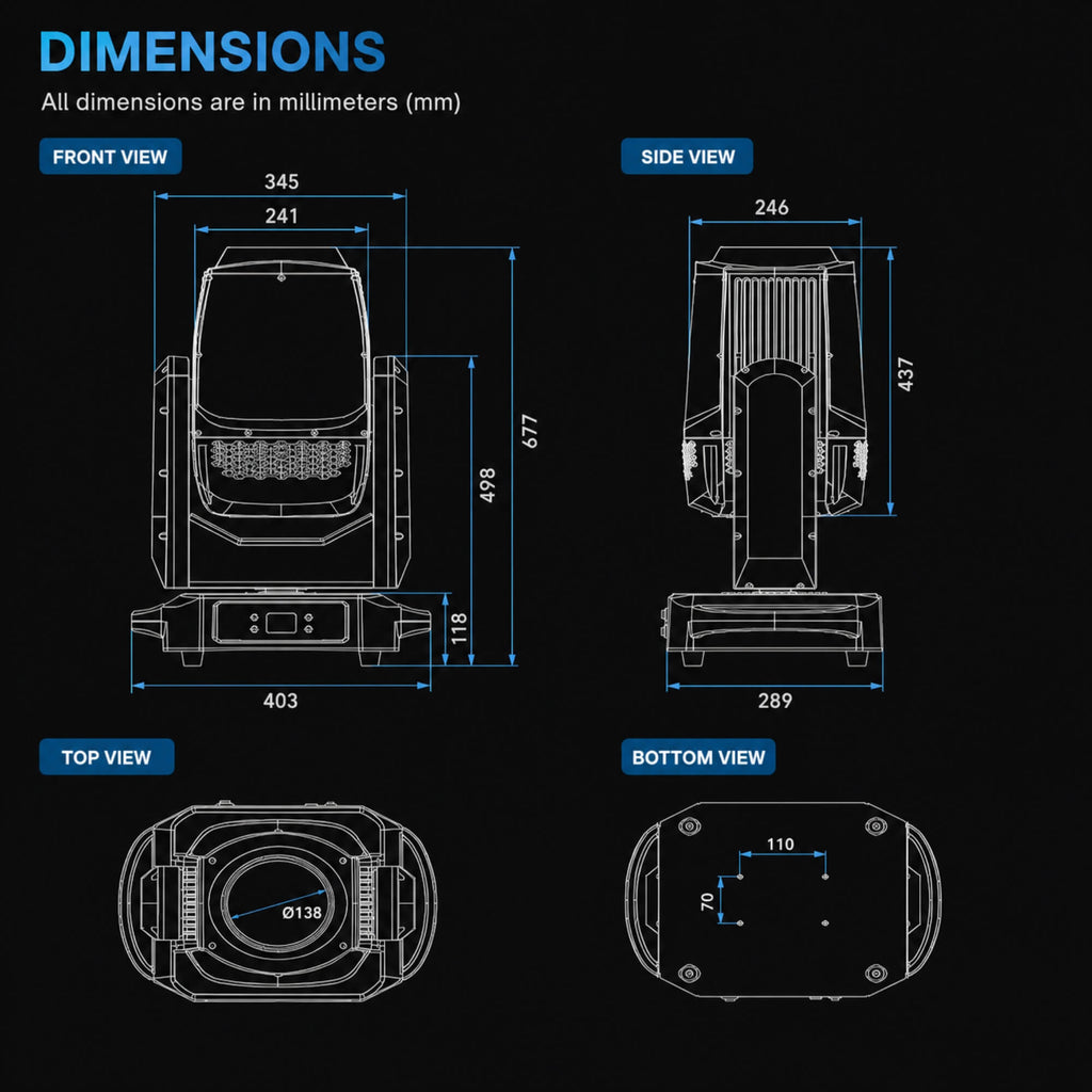 FO25 DMX512 IP66 BSW Moving Head Light 420W for Outdoor Stages