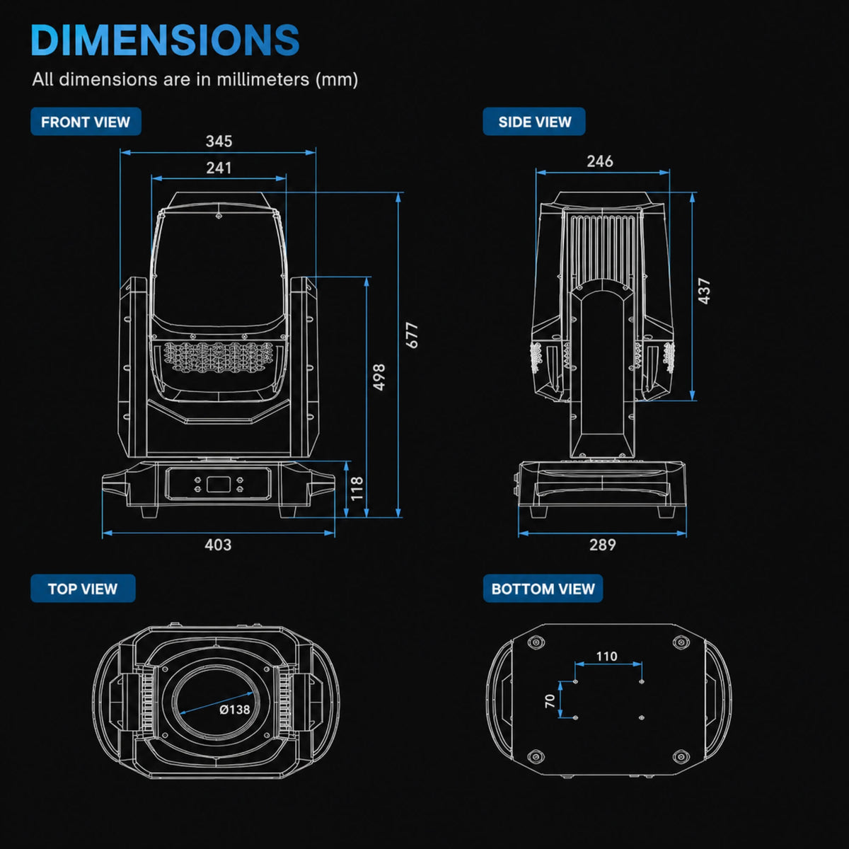 FO25 DMX512 IP66 BSW Moving Head Light 420W for Outdoor Stages